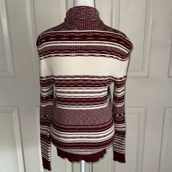 Tory Burch Ivory And Red Ribbed Julie Turtleneck Sweater - Picture 5 of 6